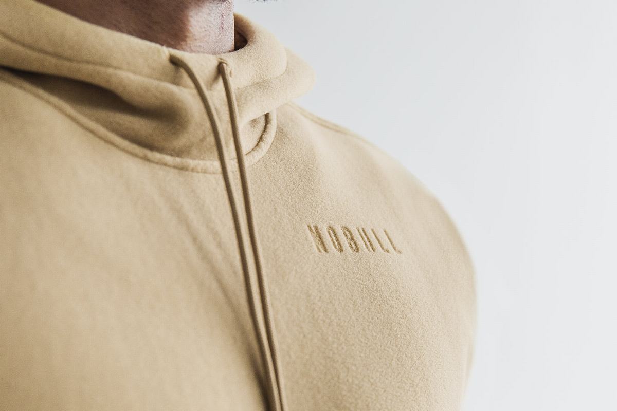 Beige Men's Nobull Arctic Hoodie | USA420153