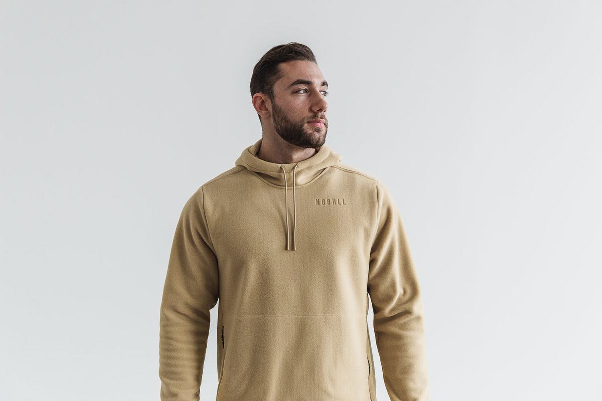 Beige Men\'s Nobull Arctic Hoodie | USA420153