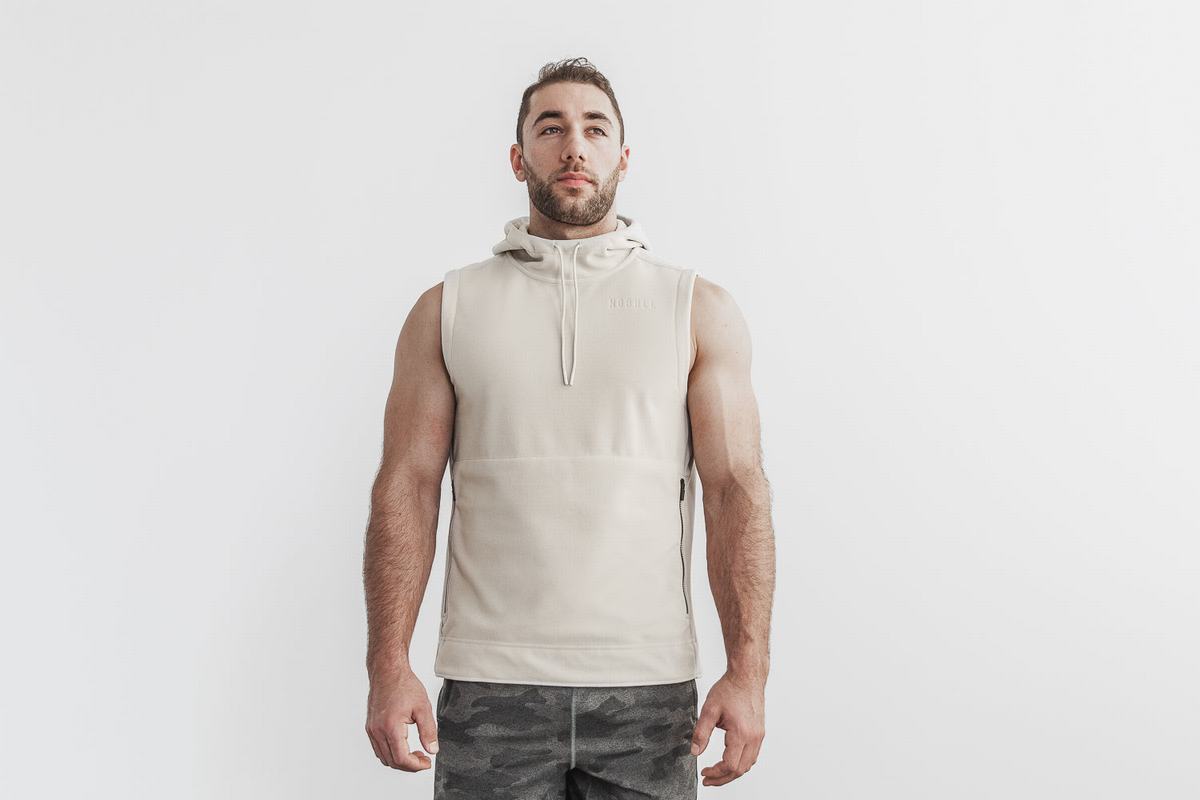 Beige Men\'s Nobull Arctic Sleeveless Pullover | USA507843