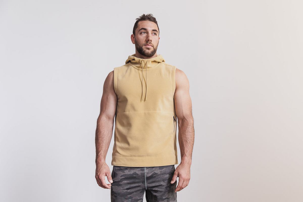 Beige Men\'s Nobull Arctic Sleeveless Pullover | USA720916