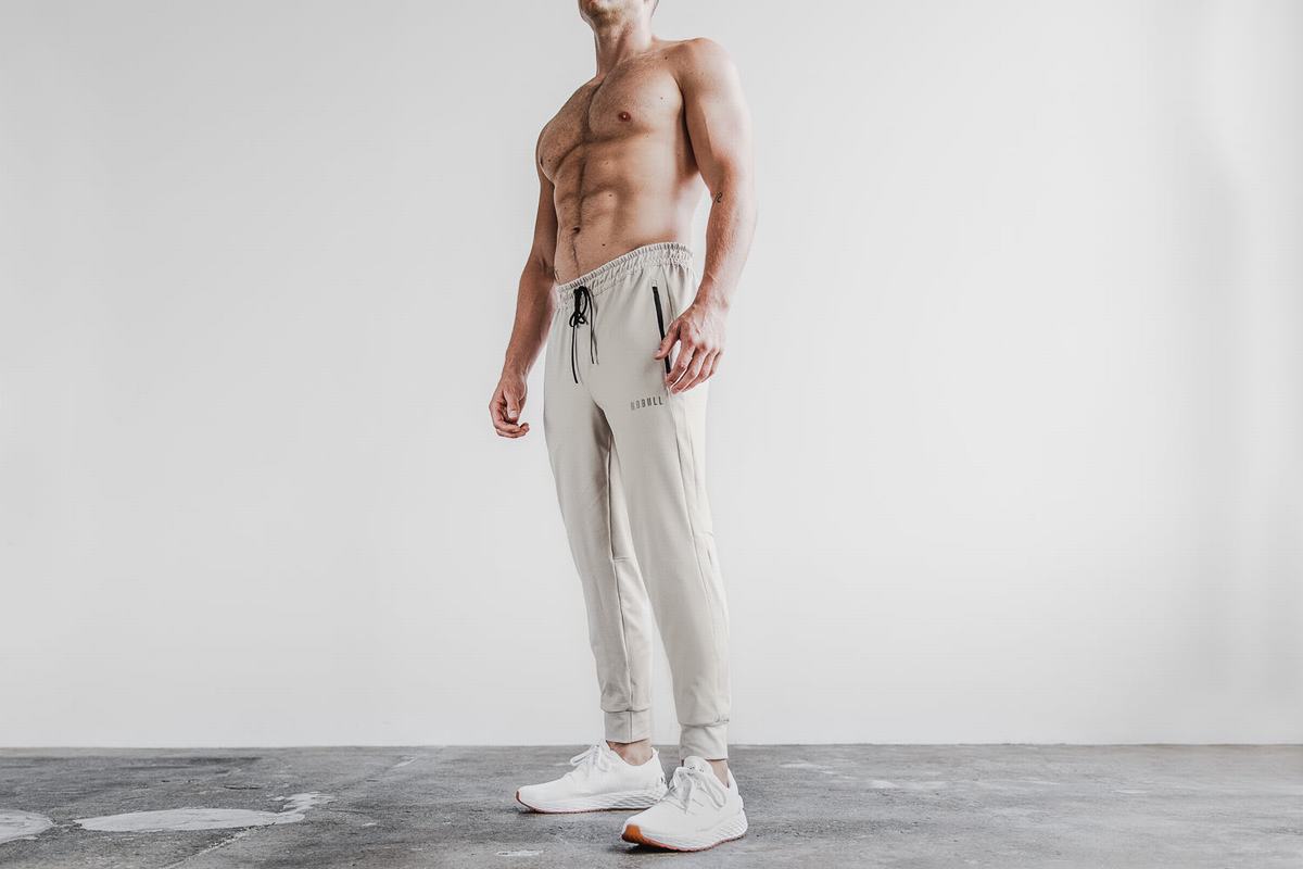 Beige Men\'s Nobull Joggers | USA029185