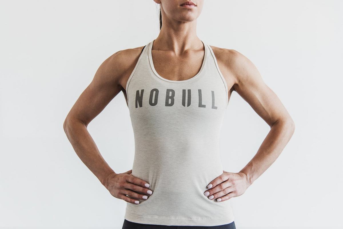 Beige Women\'s Nobull Racerback Tank Tops | USA309158