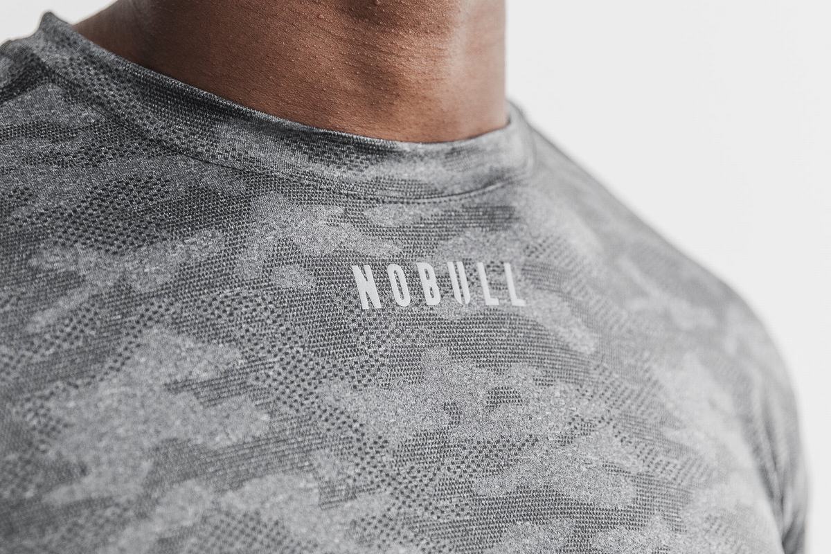 Black Camo Men's Nobull Lightweight Textured T Shirts | USA819725