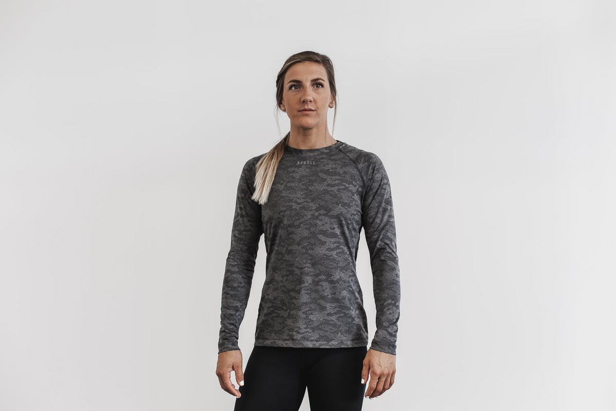 Black Camo Women's Nobull Lightweight Textured Long Sleeves | USA296501