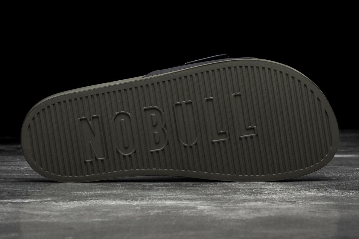 Black Dark Green Men's Nobull Adjustable Slides | USA384057