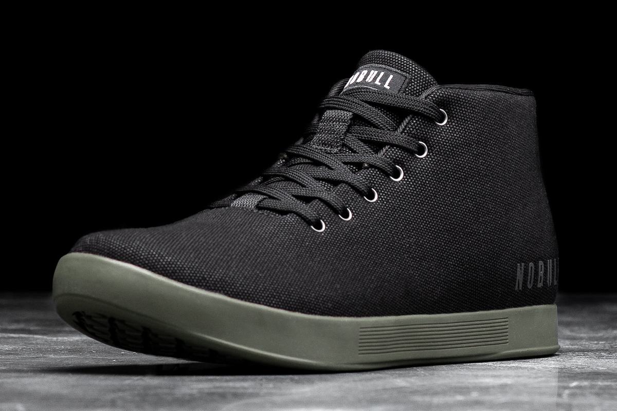 Black Dark Green Men's Nobull Canvas Mid Trainers | USA813759