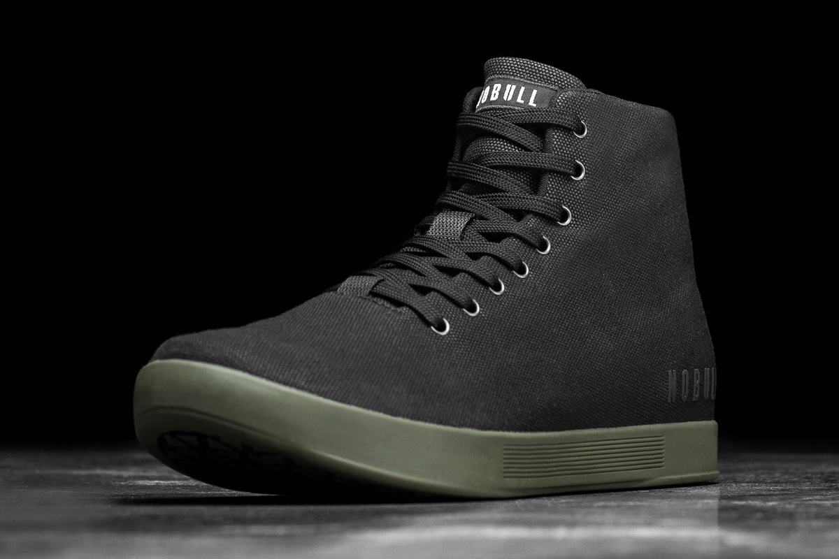 Black Dark Green Men's Nobull High-Top Canvas Trainers | USA179325