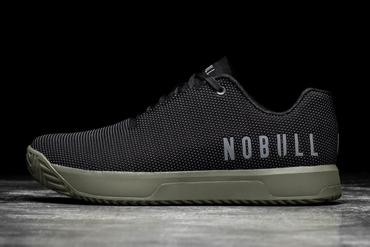 Black Dark Green Men\'s Nobull Superfabric Trainers | USA469705