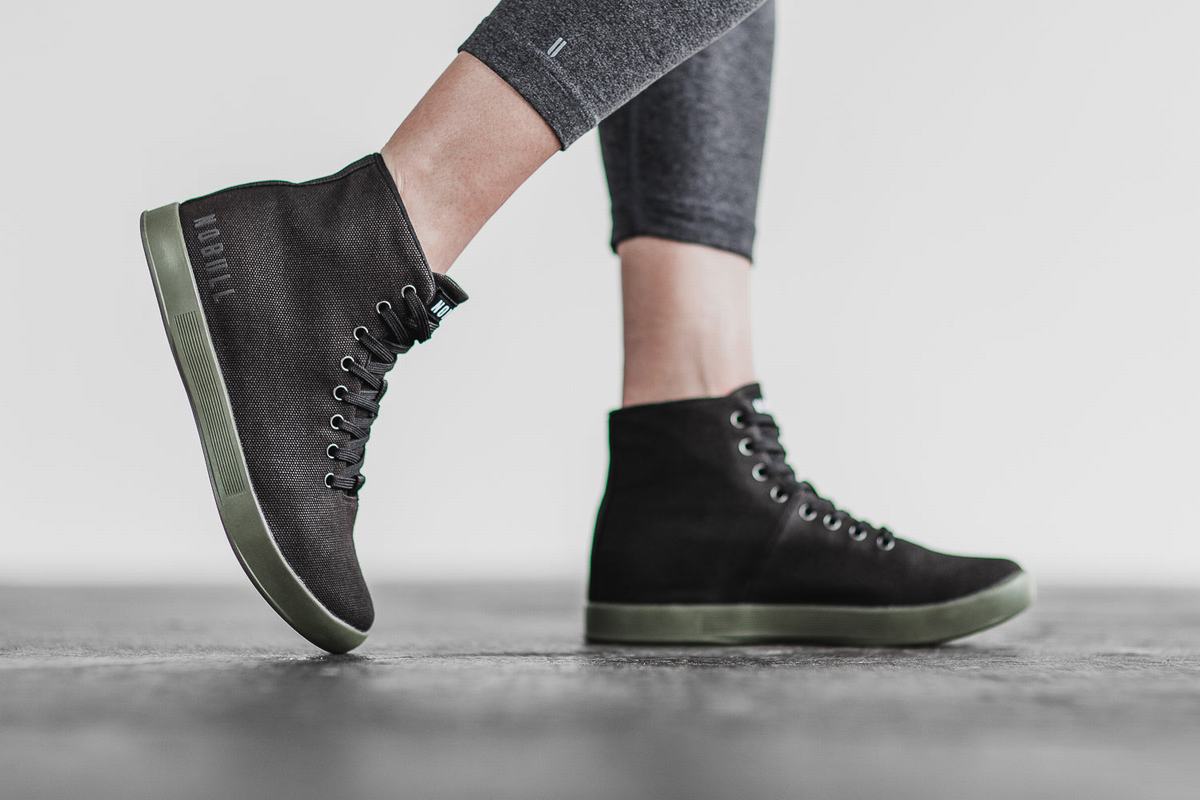 Black Dark Green Women's Nobull High-Top Canvas Trainers | USA486192