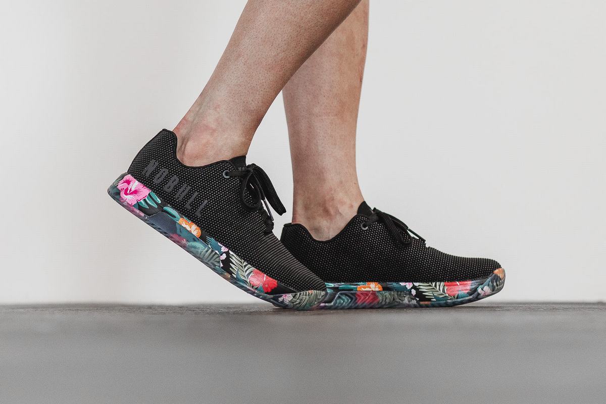 Black Floral Women's Nobull Superfabric Trainers | USA940652