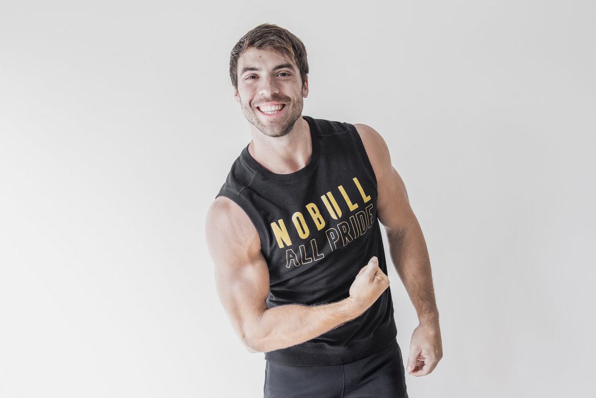 Black Gold Men's Nobull Sleeveless Crew Pride Sweatshirts | USA861957