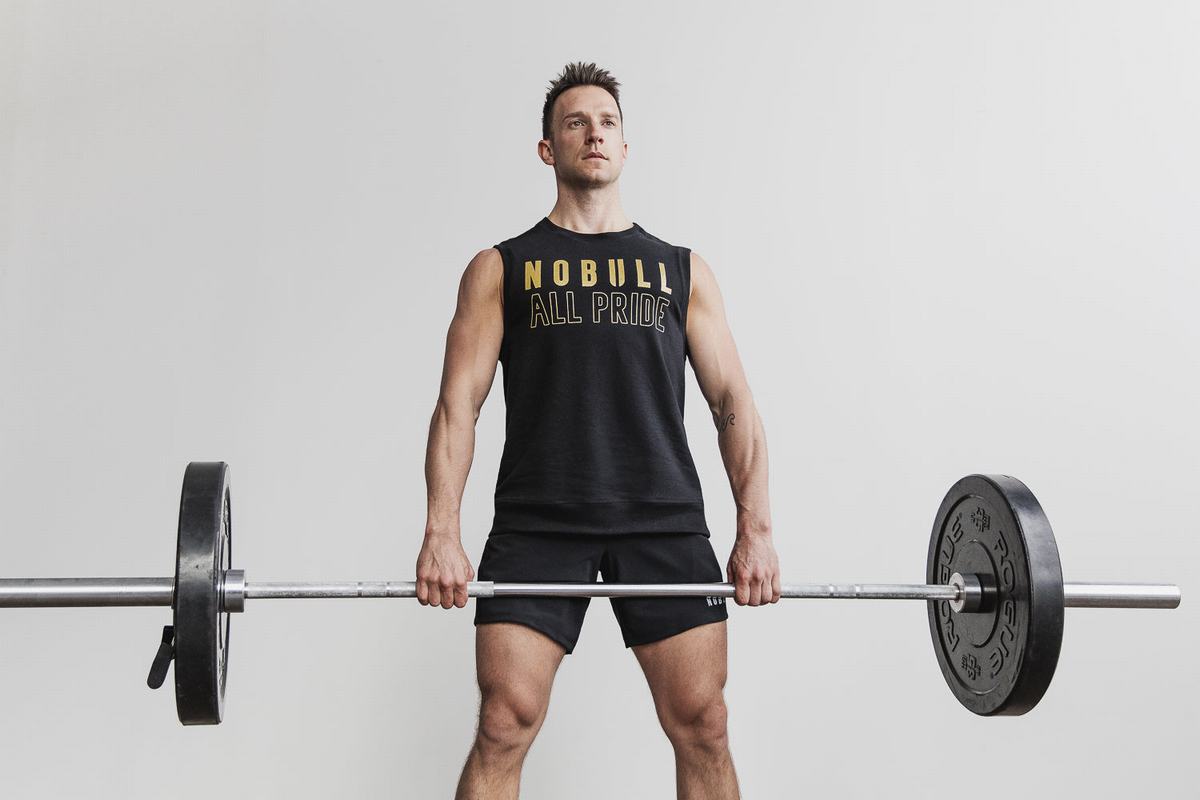 Black Gold Men's Nobull Sleeveless Crew Pride Sweatshirts | USA861957