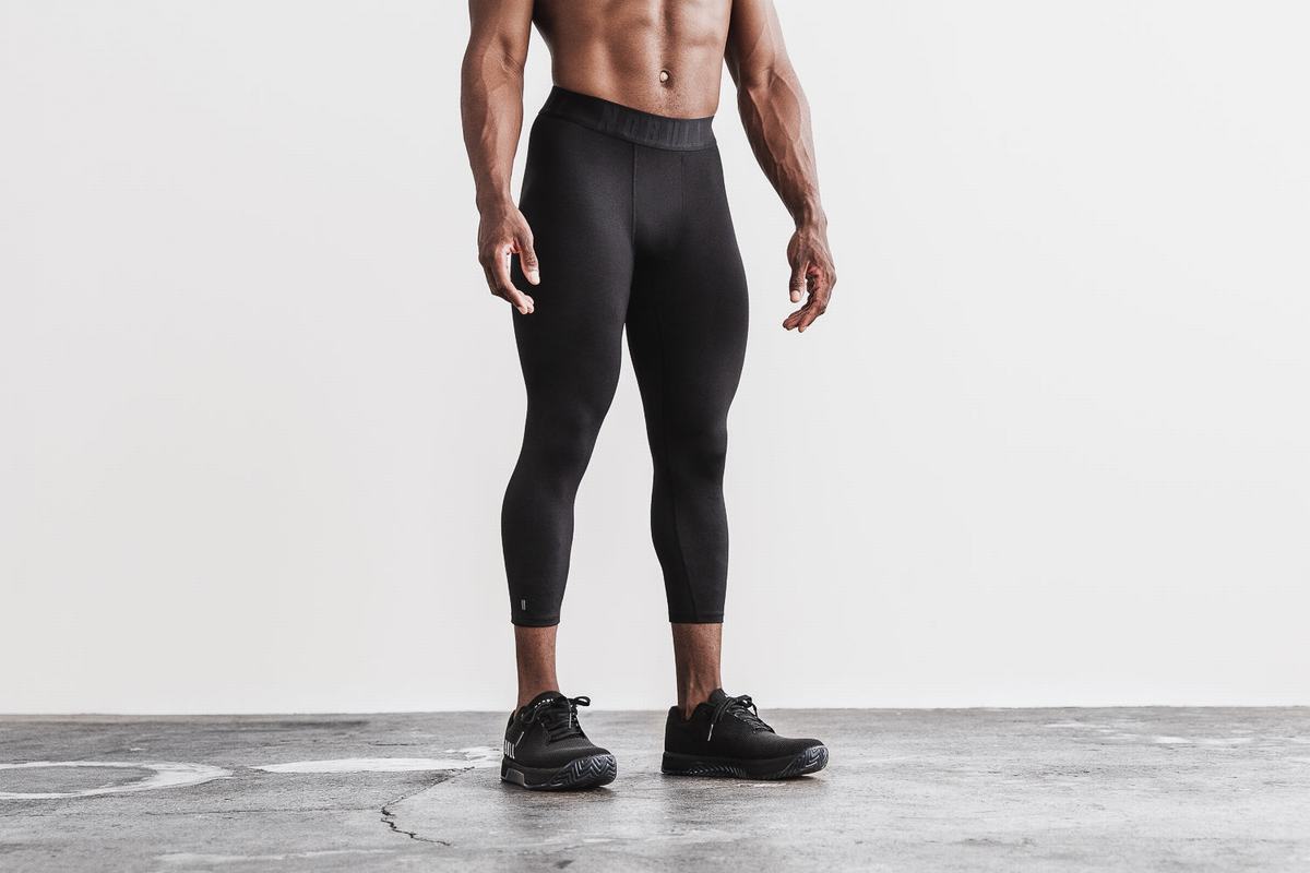 Black Men\'s Nobull 3/4 Compression Tight Tights | USA052419