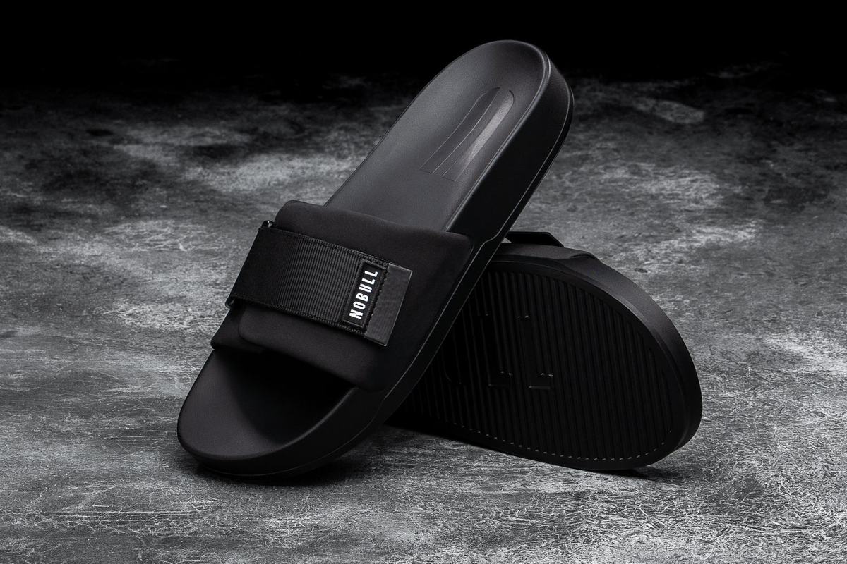 Black Men's Nobull Adjustable Slides | USA954730