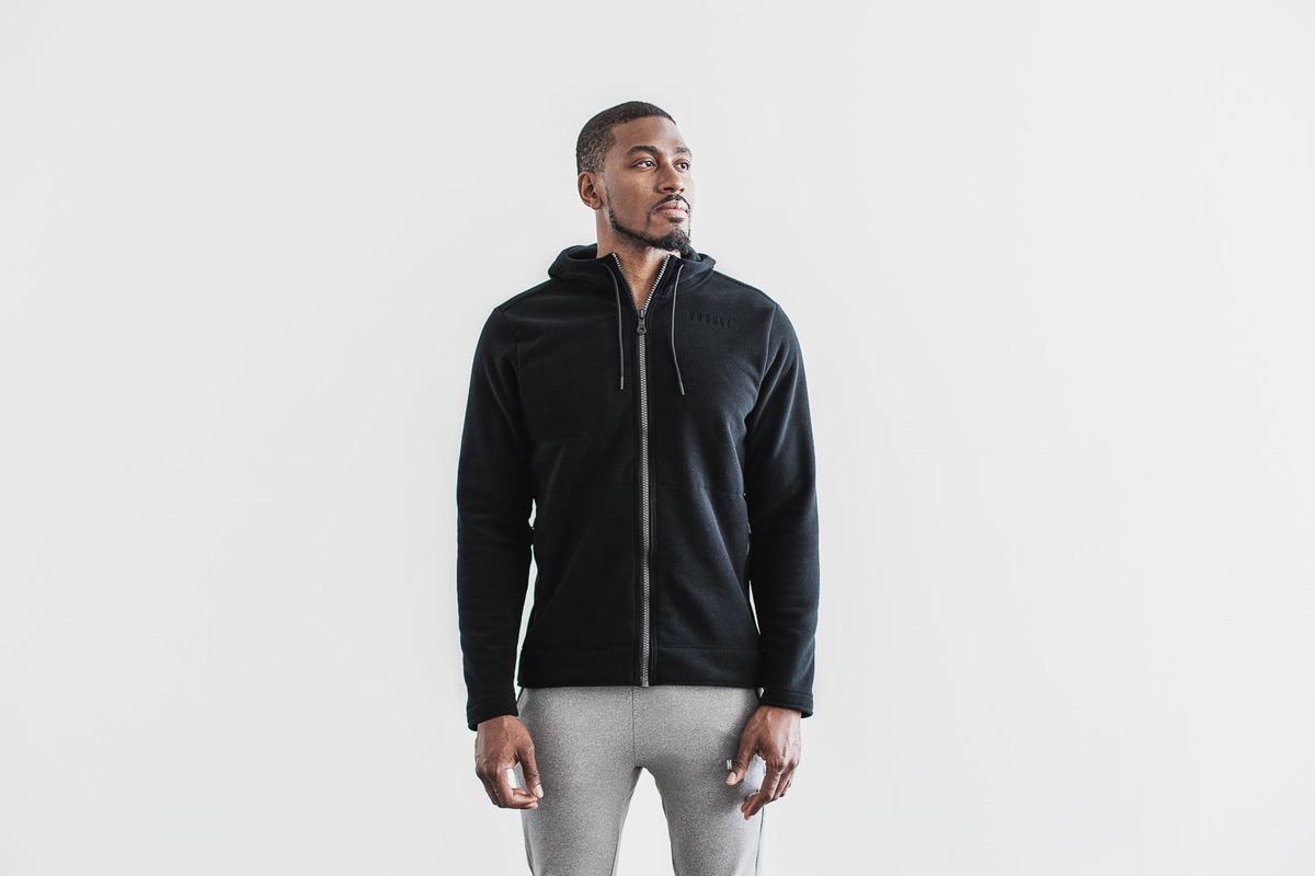 Black Men\'s Nobull Arctic Zip-up Jackets | USA543067