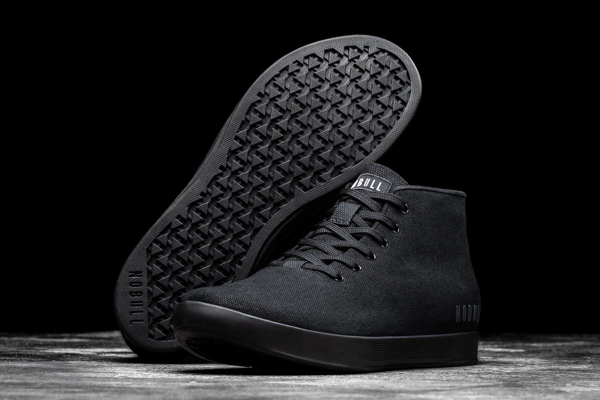 Black Men's Nobull Canvas Mid Trainers | USA063924