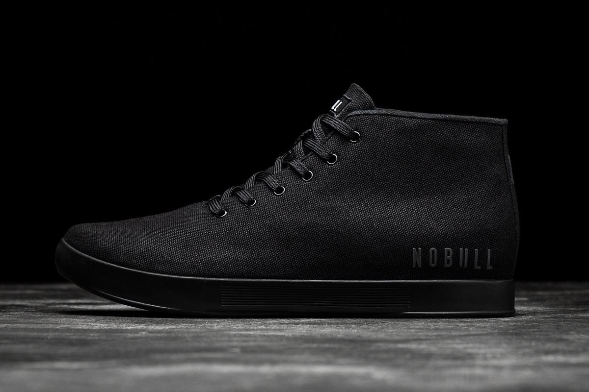 Black Men's Nobull Canvas Mid Trainers | USA063924