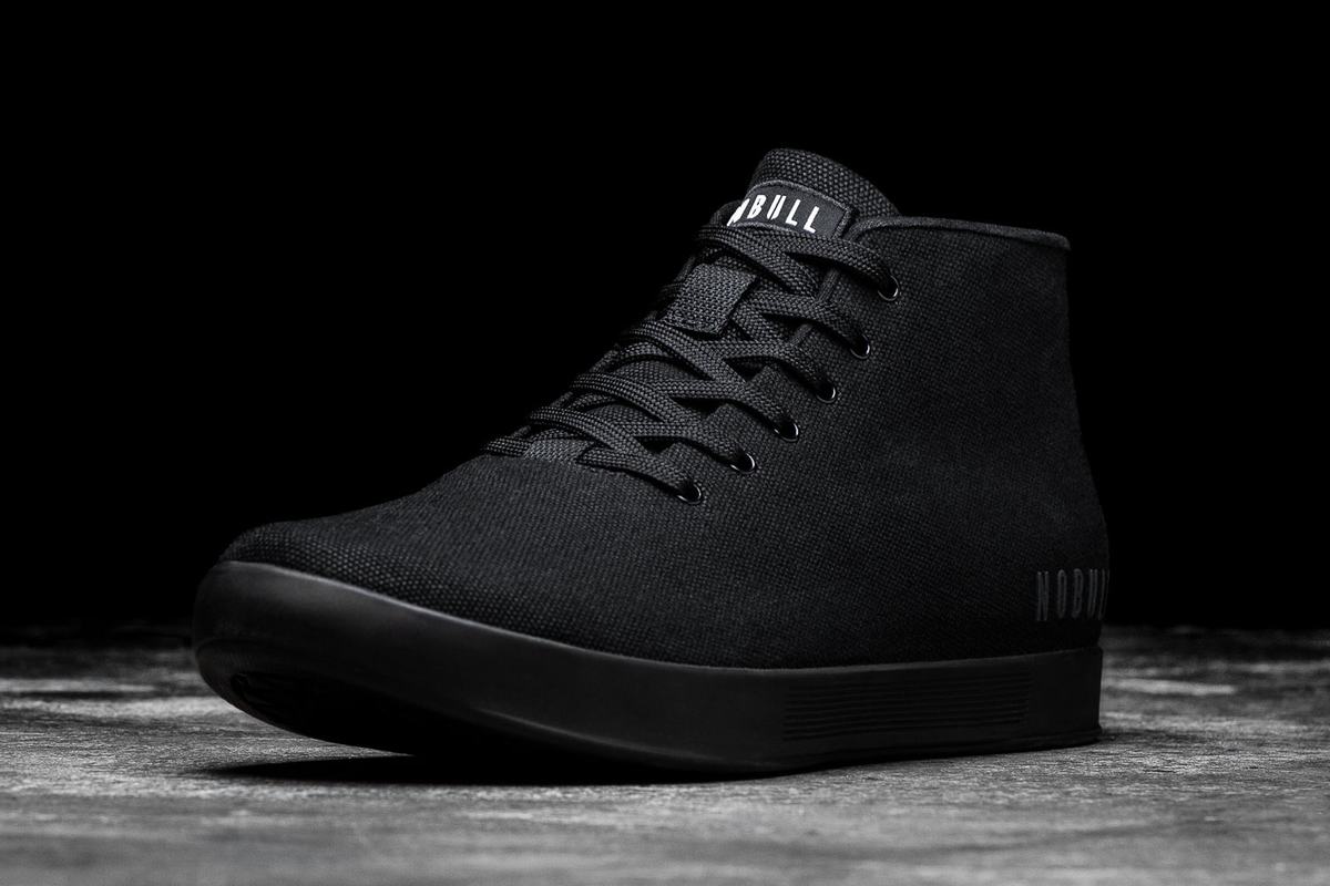 Black Men\'s Nobull Canvas Mid Trainers | USA063924