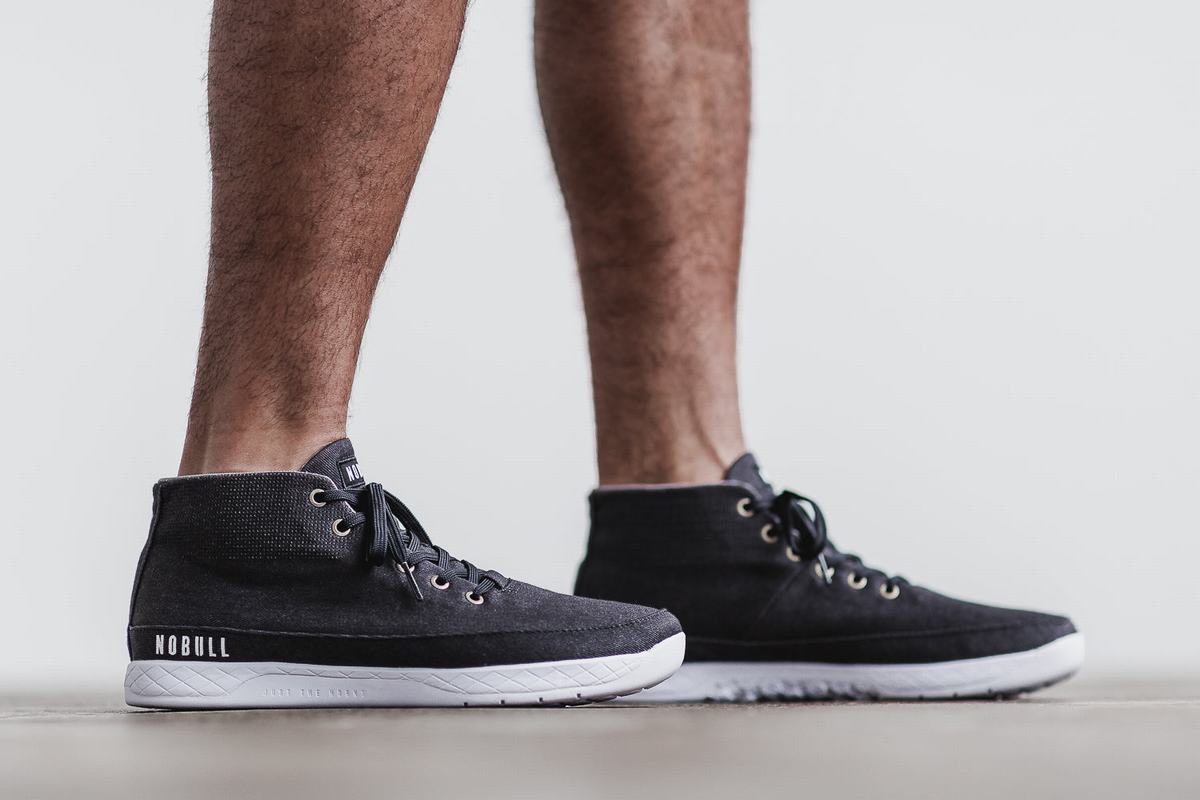 Black Men's Nobull Canvas Mid Trainers | USA081246