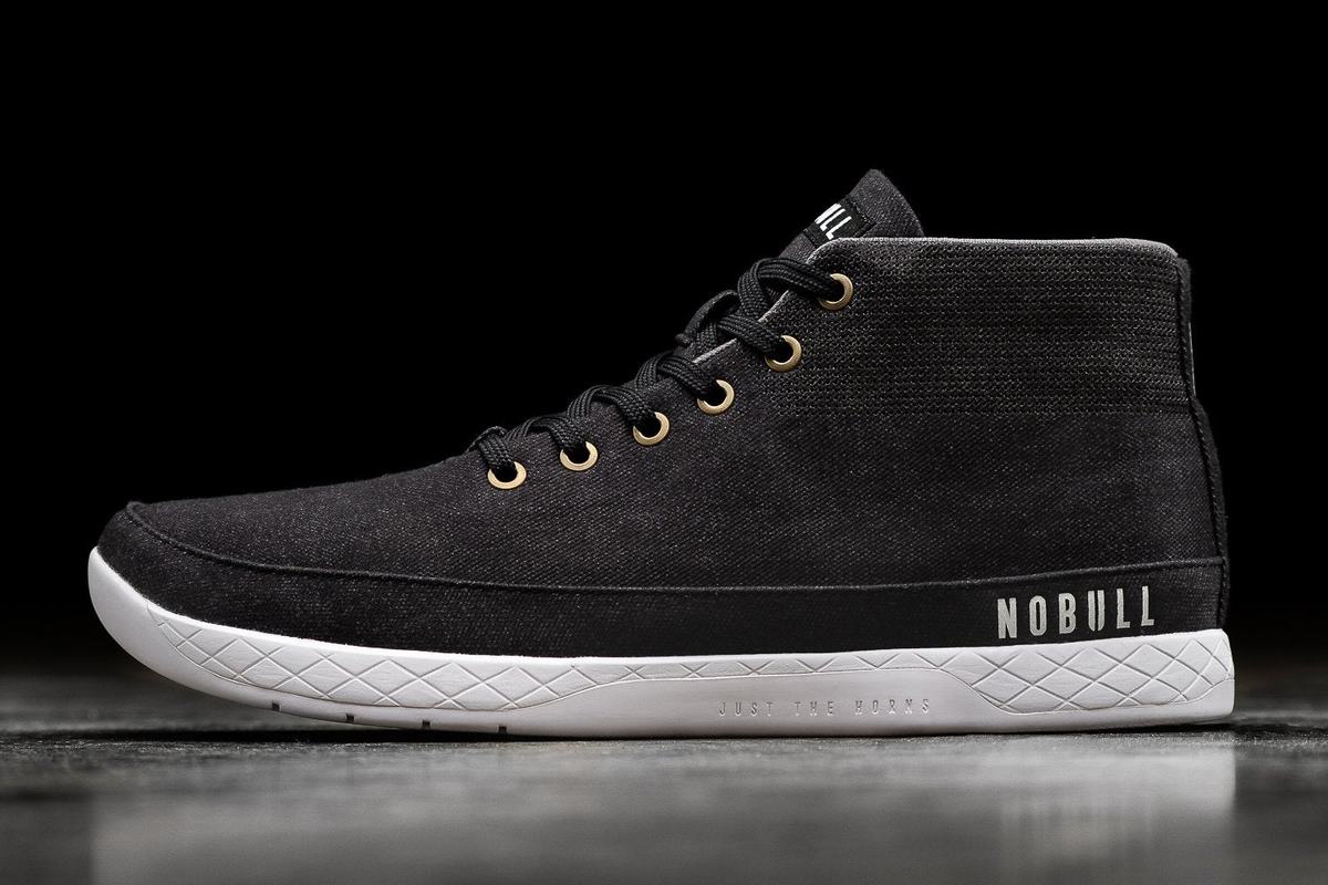 Black Men\'s Nobull Canvas Mid Trainers | USA081246