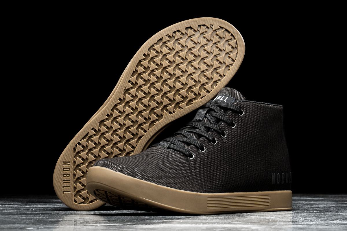 Black Men's Nobull Canvas Mid Trainers | USA921753