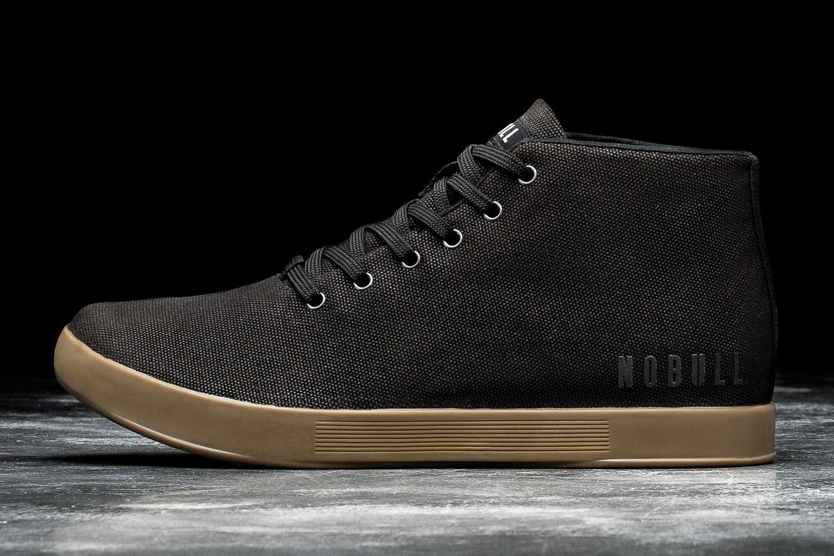 Black Men's Nobull Canvas Mid Trainers | USA921753