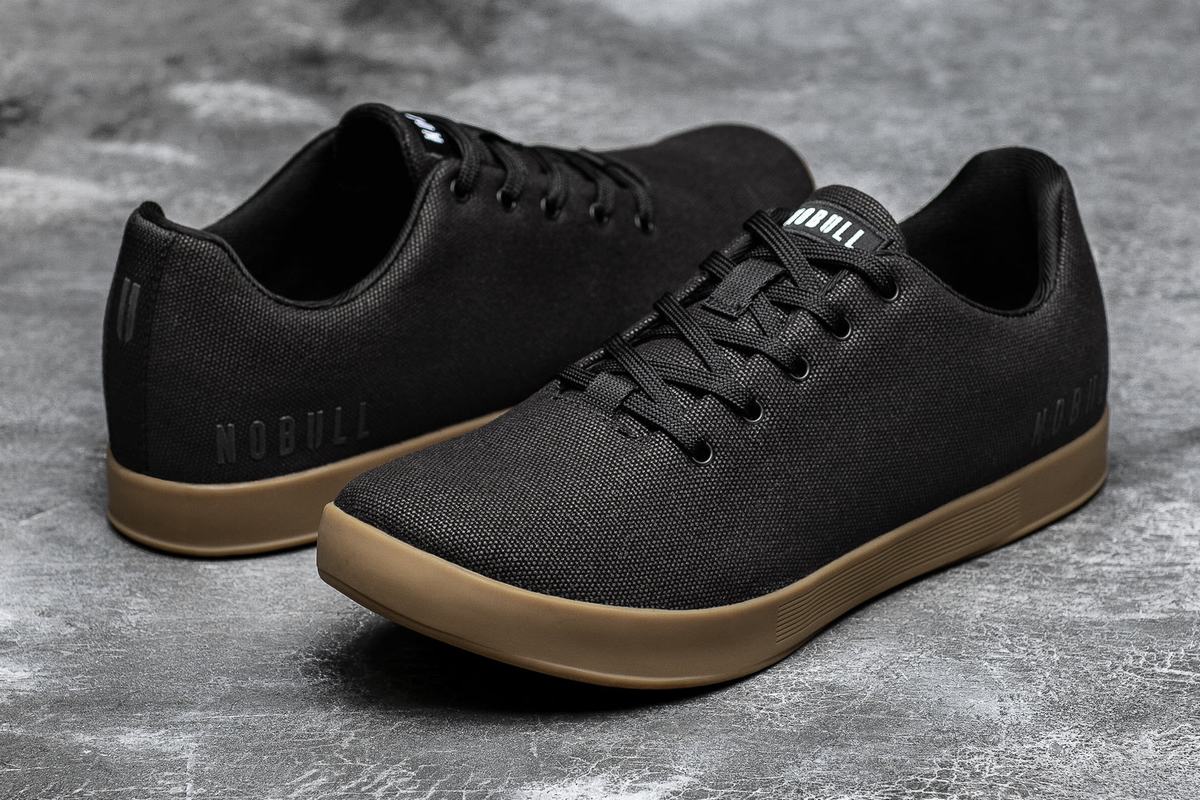 Black Men's Nobull Canvas Trainers | USA987214