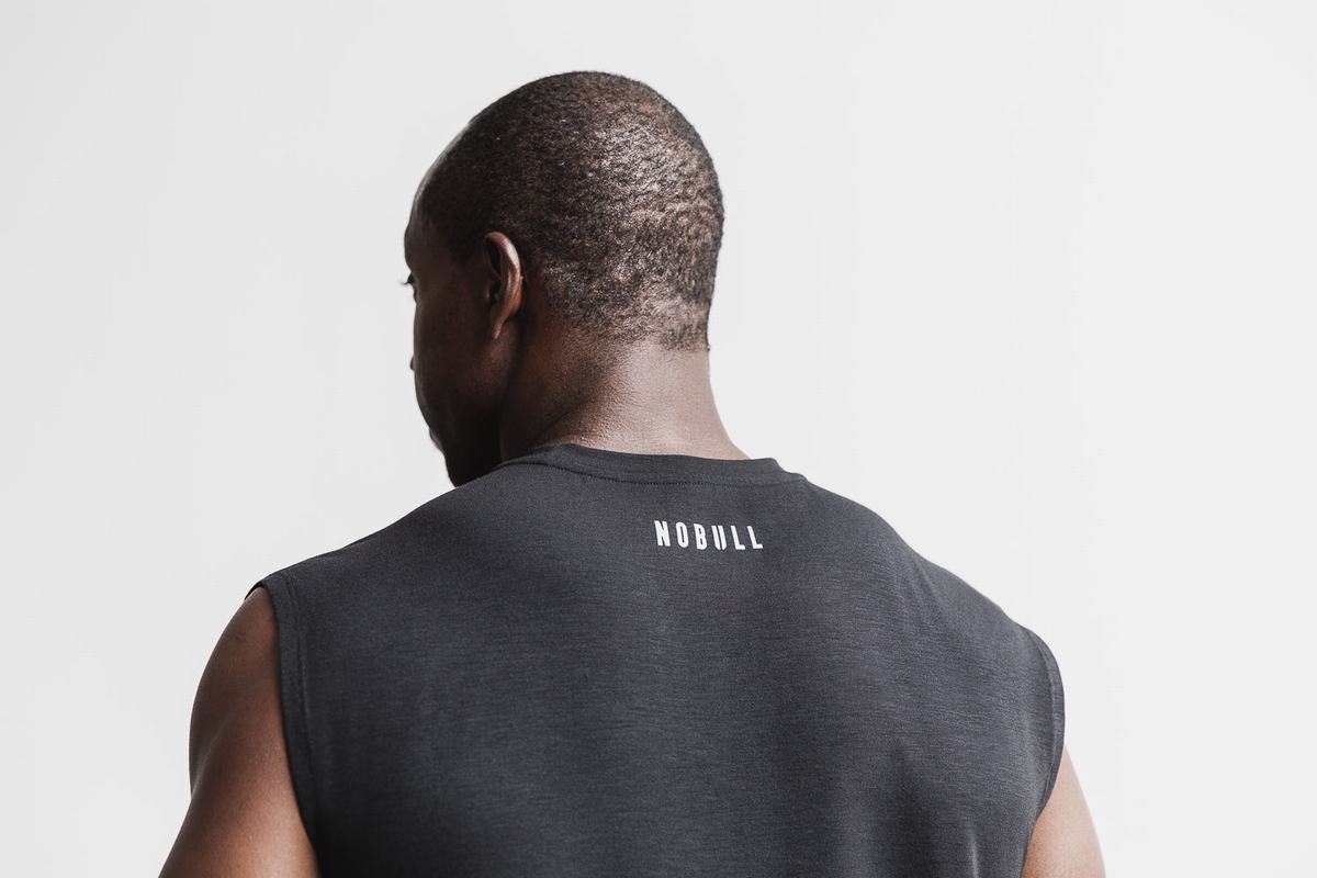 Black Men's Nobull Crossfit® Sleeveless T Shirts | USA398576