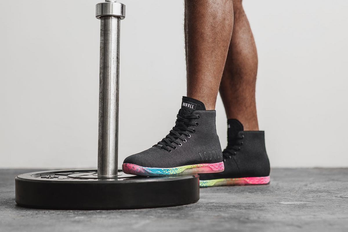 Black Men's Nobull High-Top Neon Trainers | USA586193