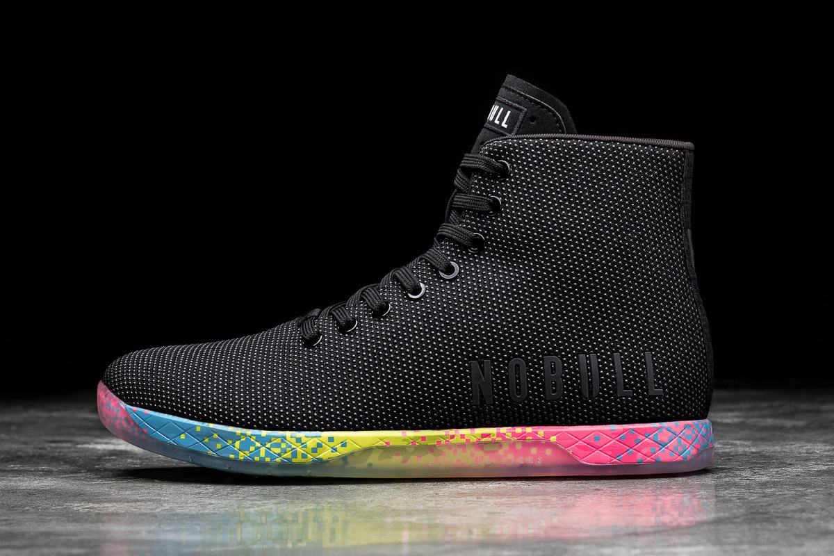 Black Men\'s Nobull High-Top Neon Trainers | USA586193