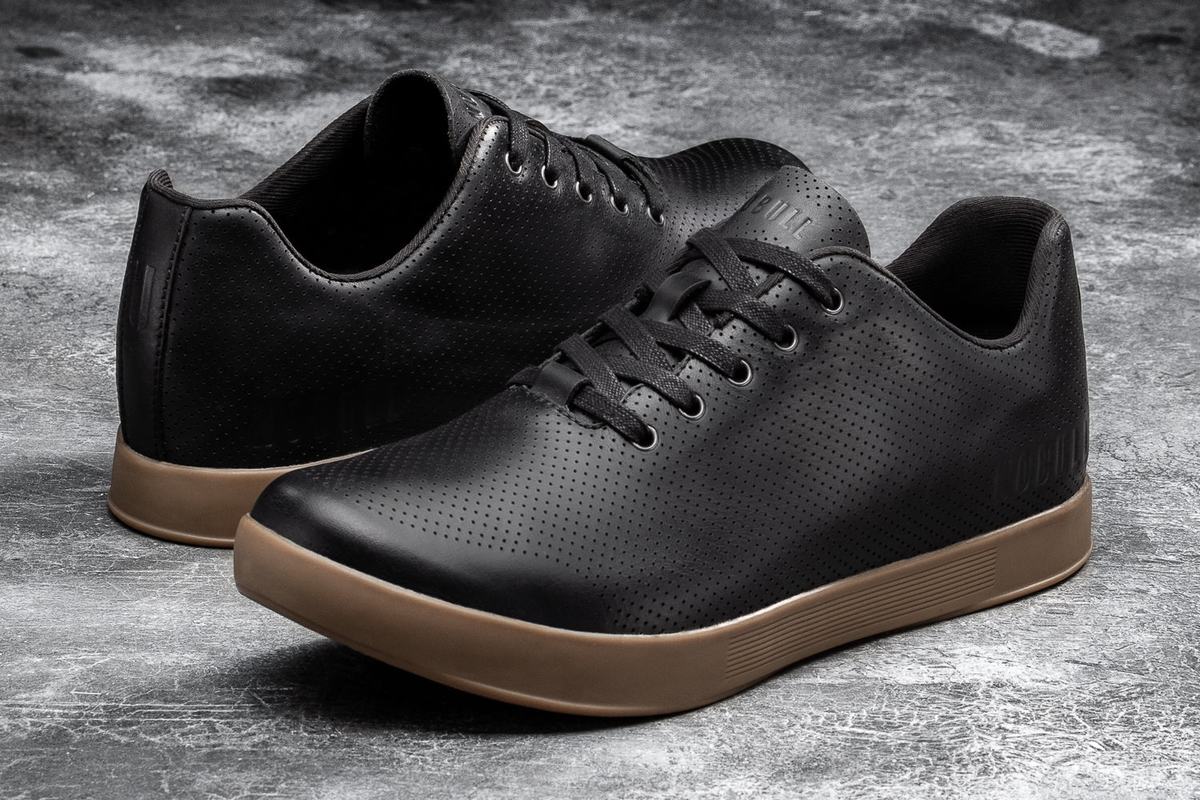 Black Men's Nobull Leather Trainers | USA836127