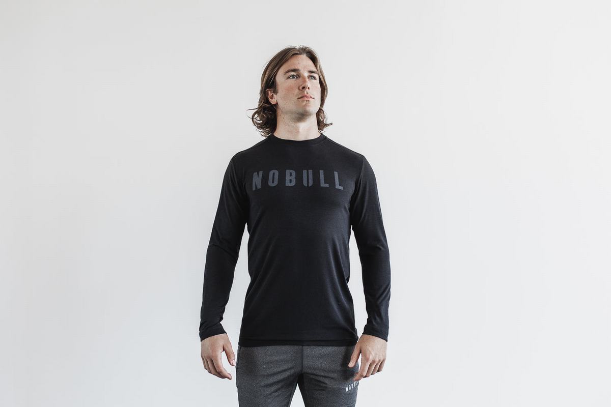 Black Men's Nobull Long Sleeves | USA817632