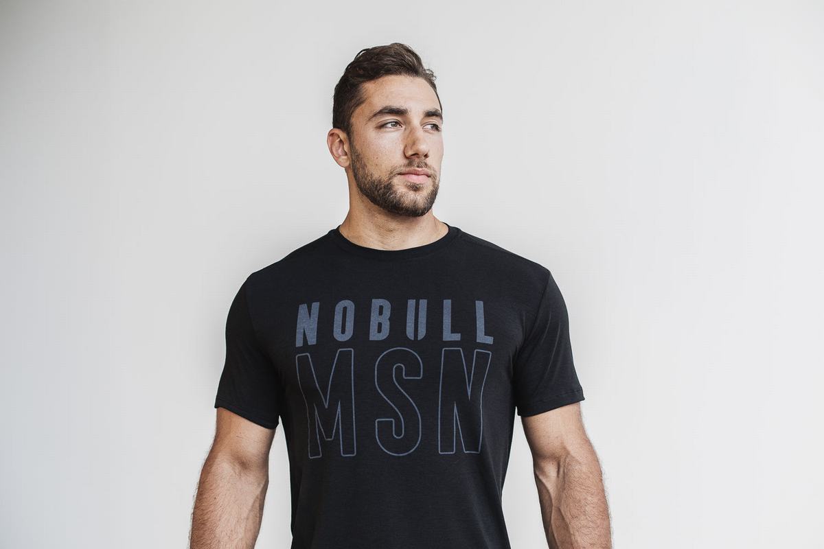 Black Men\'s Nobull (Madison) T Shirts | USA960381