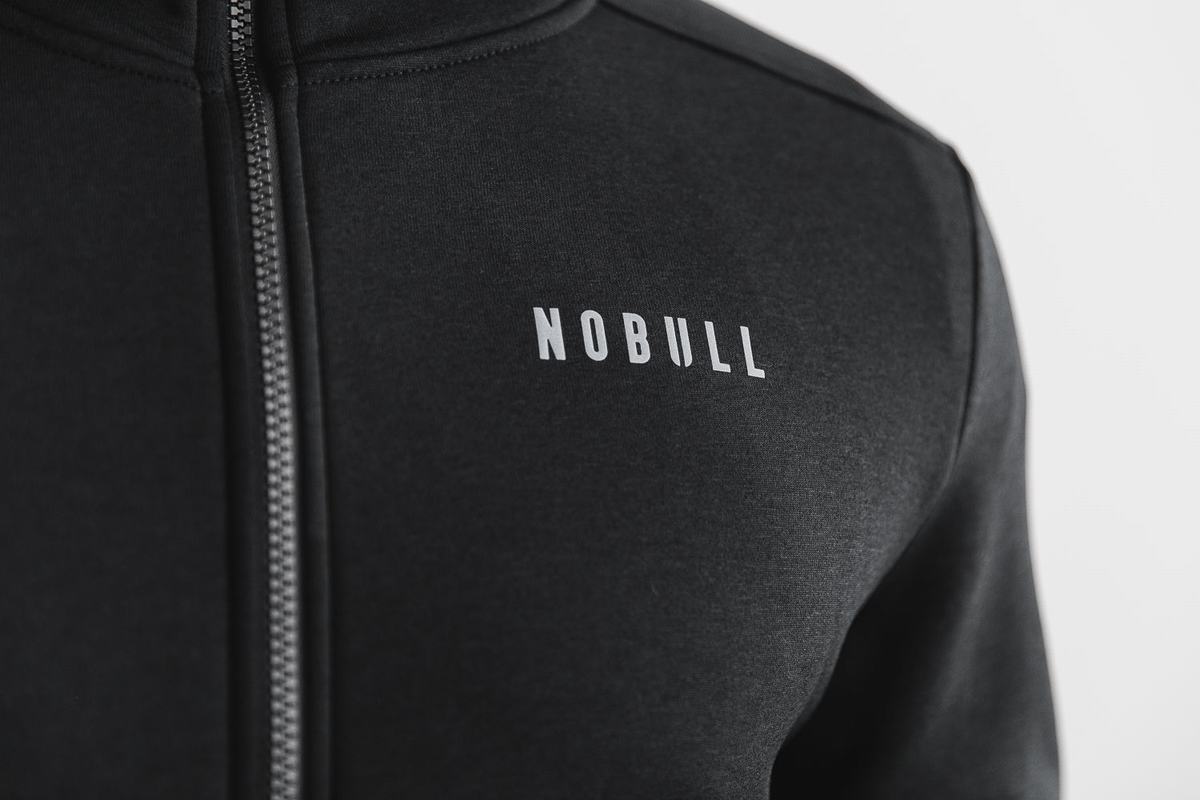 Black Men's Nobull Performance Zip-up Hoodie | USA824063