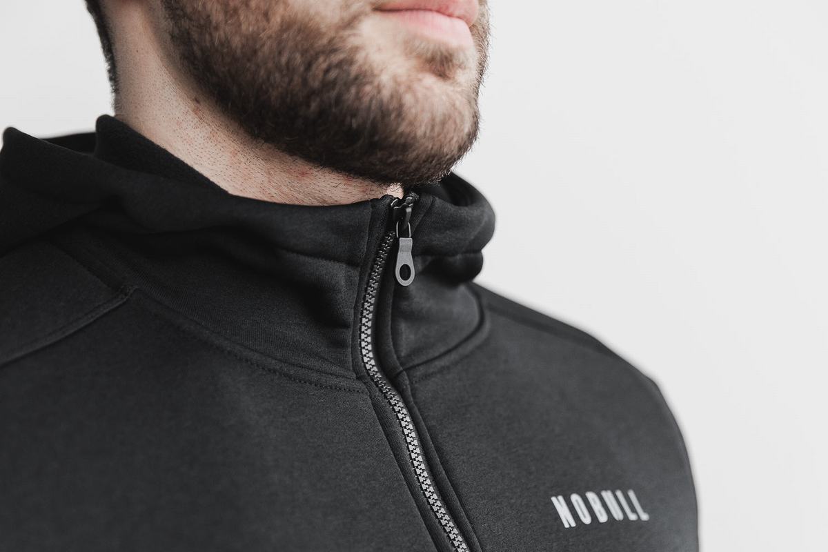 Black Men's Nobull Performance Zip-up Hoodie | USA824063