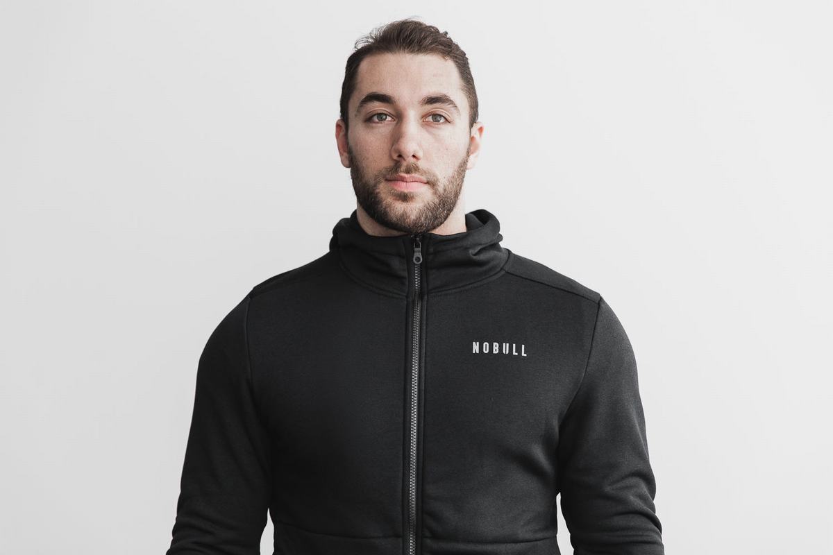 Black Men's Nobull Performance Zip-up Hoodie | USA824063