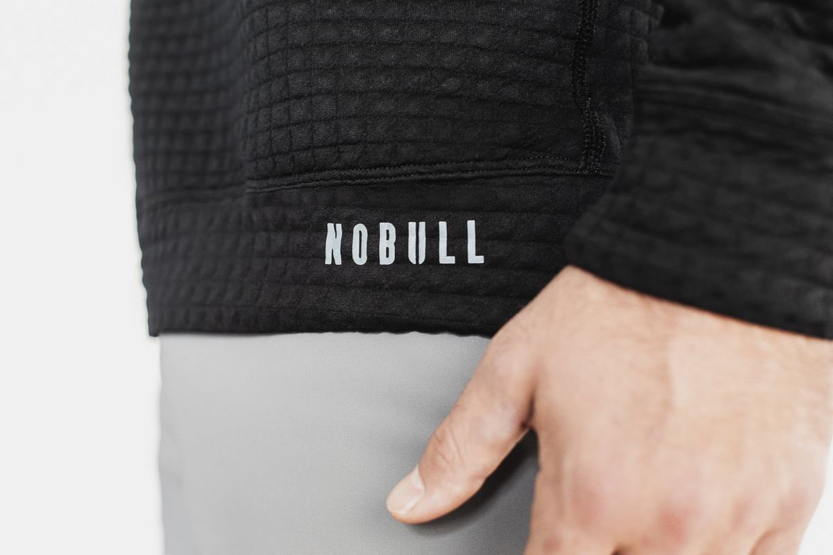 Black Men's Nobull Quilted Crew Pullover | USA709835