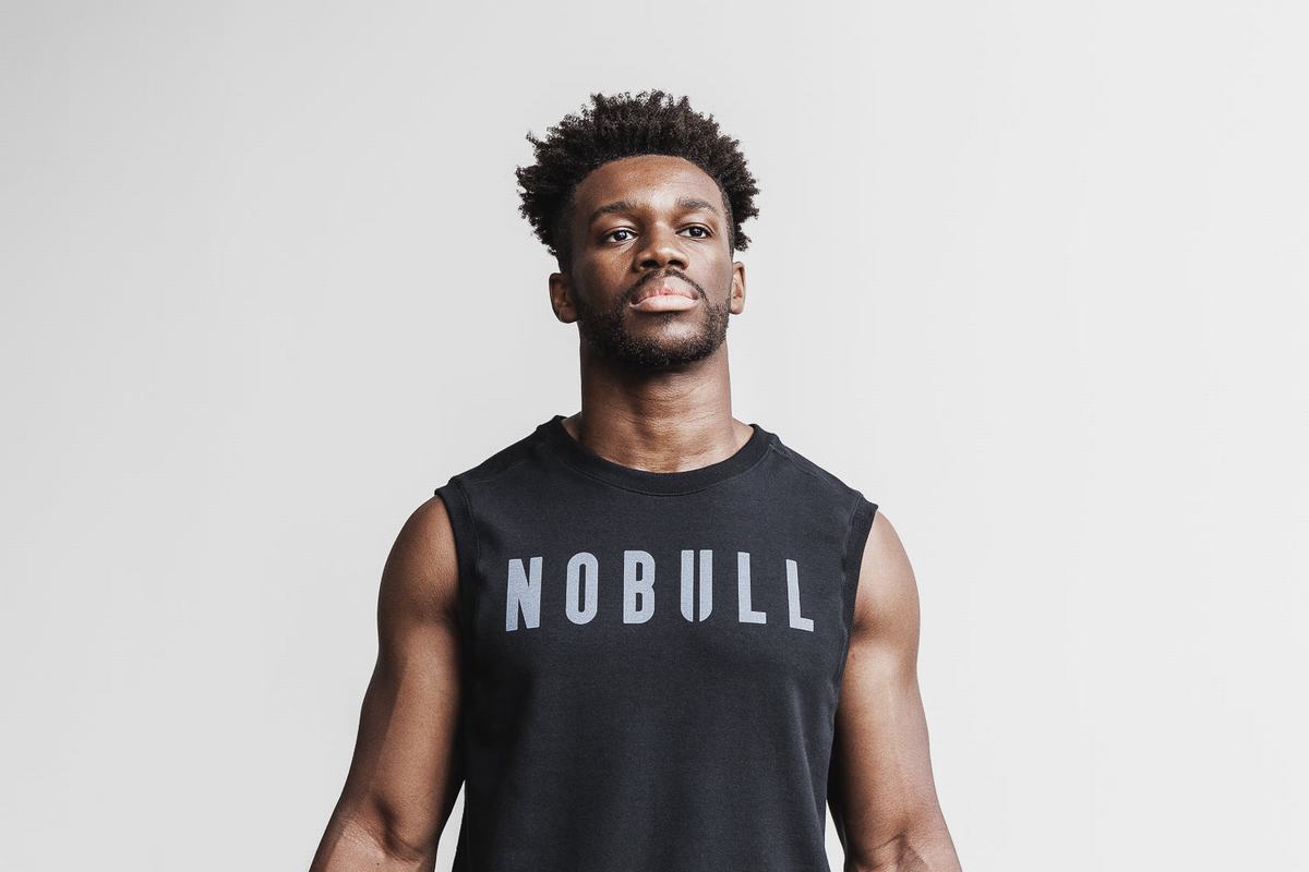 Black Men's Nobull Sleeveless Crew Sweatshirts | USA176502