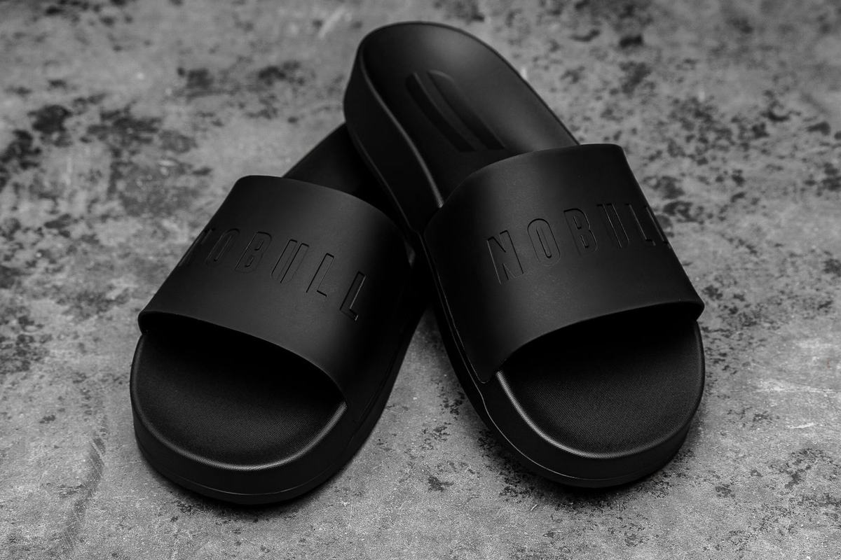 Black Men\'s Nobull Slides | USA610439