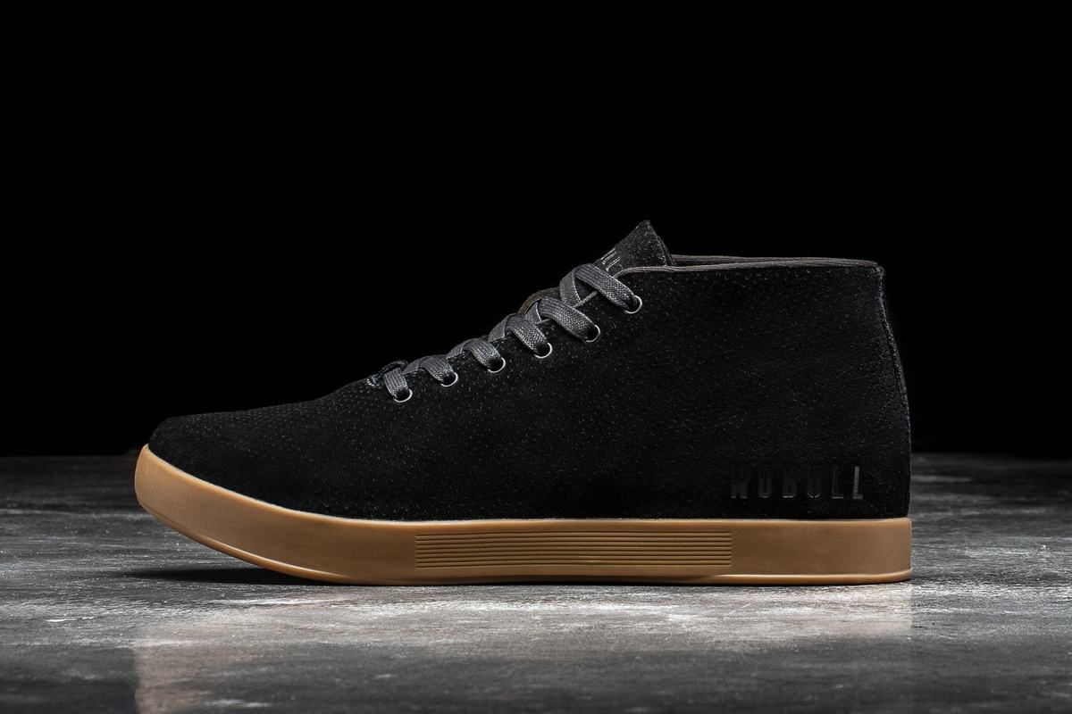 Black Men's Nobull Suede Mid Trainers | USA728936