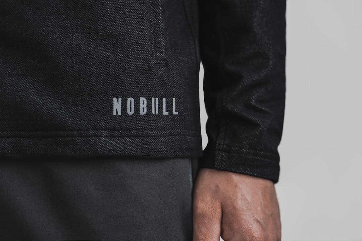 Black Men's Nobull Twill Zip-up Jackets | USA471069