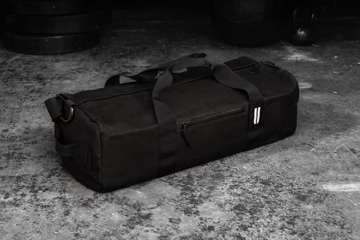 Black Men's Nobull Waxed Canvas Traditional Duffle | USA027148