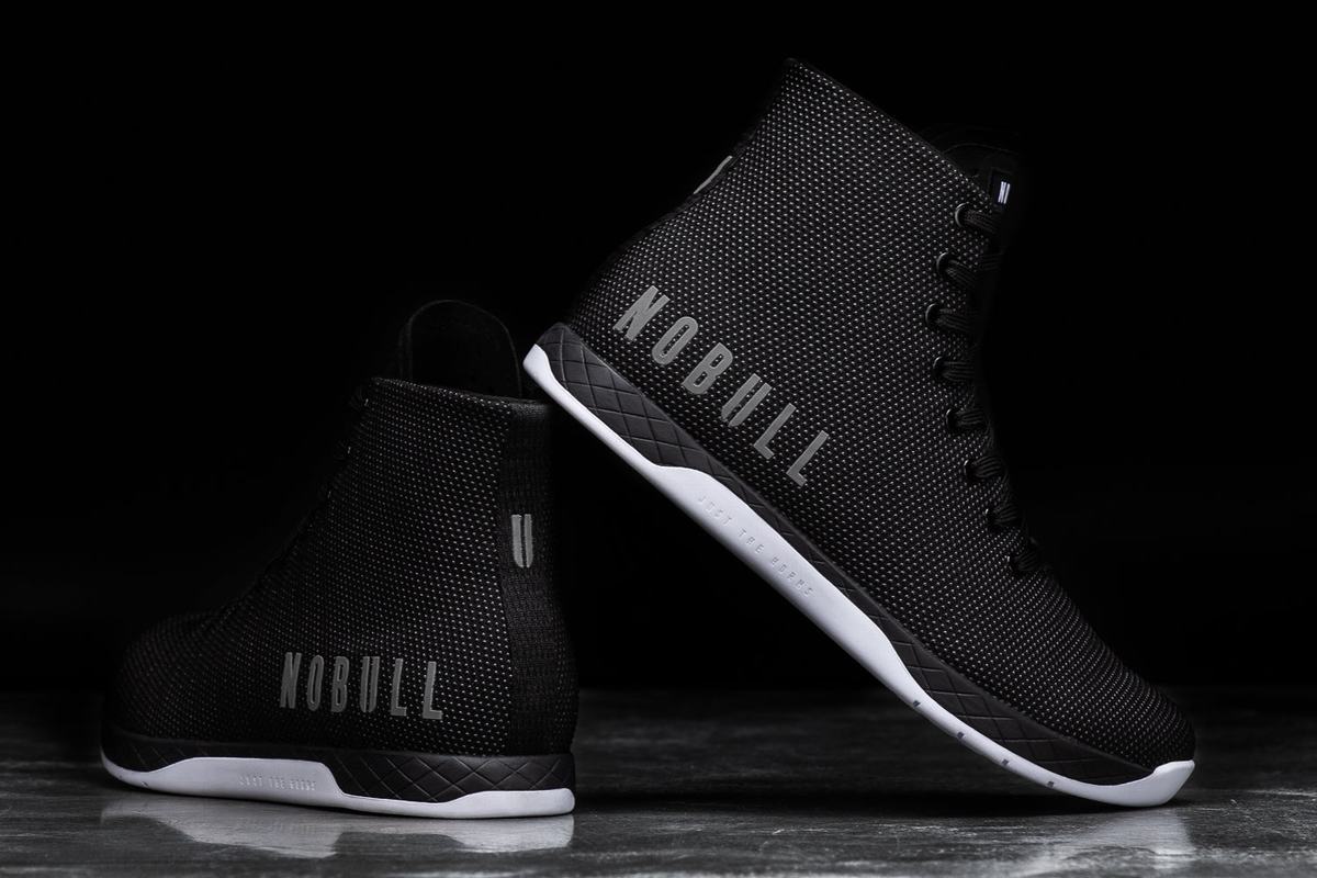 Black White Men's Nobull Superfabric High-Top Trainers | USA648129