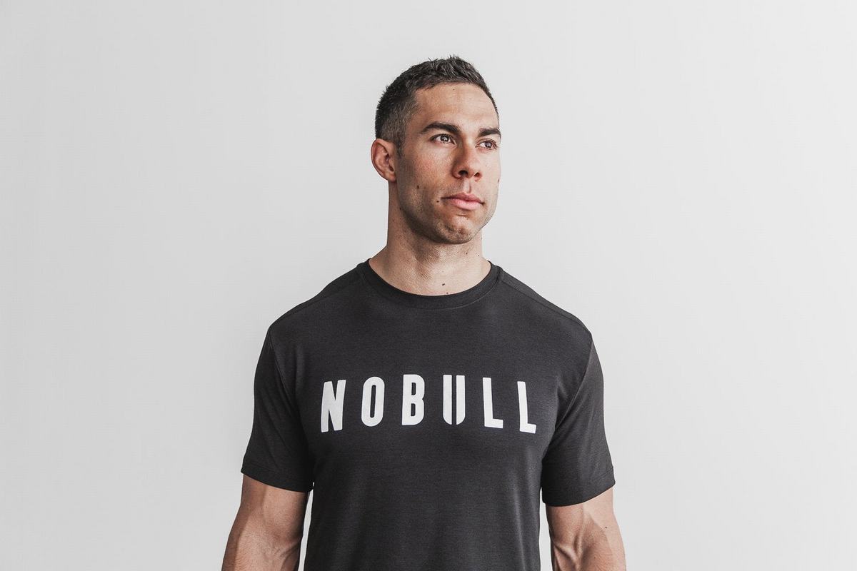 Black White Men's Nobull T Shirts | USA823401