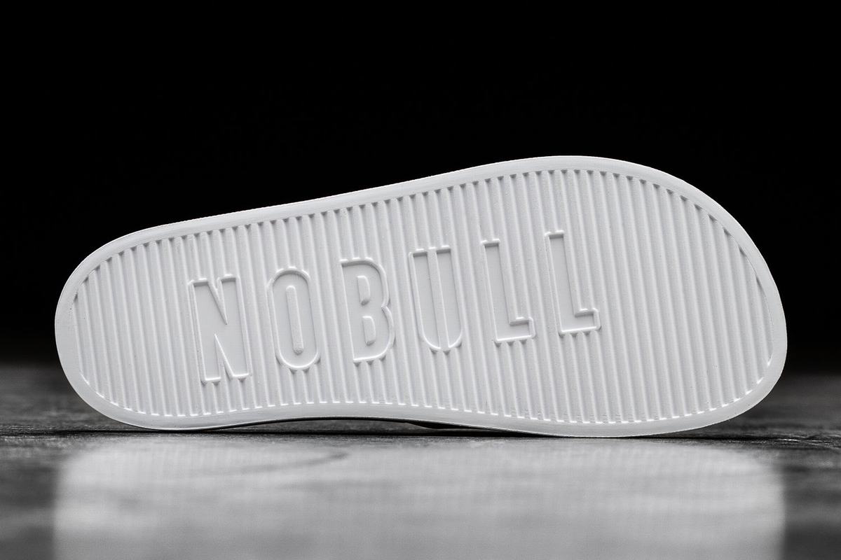 Black White Women's Nobull Slides | USA501426