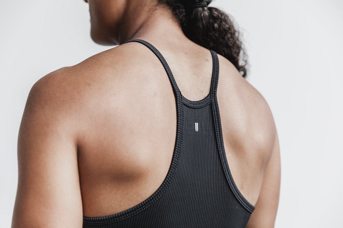 Black Women's Nobull Halter Ribbed Tank Tops | USA067814