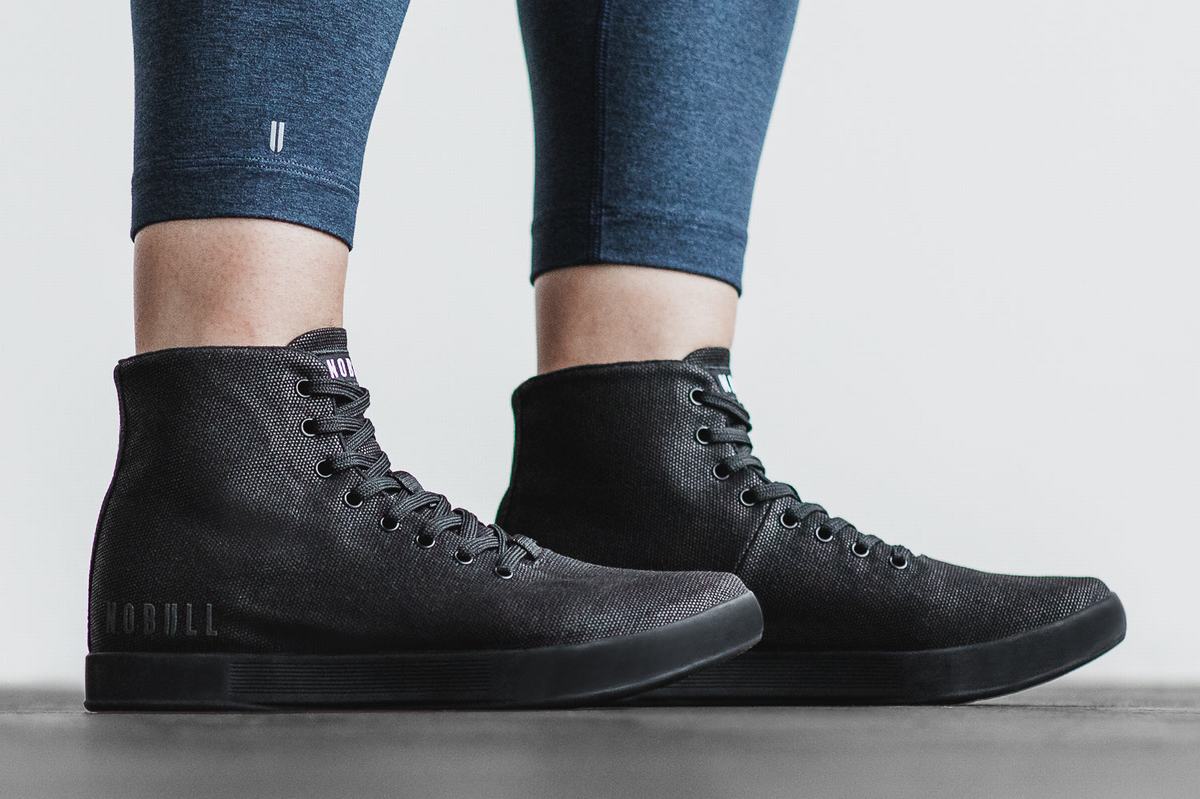 Black Women's Nobull High-Top Canvas Trainers | USA916025