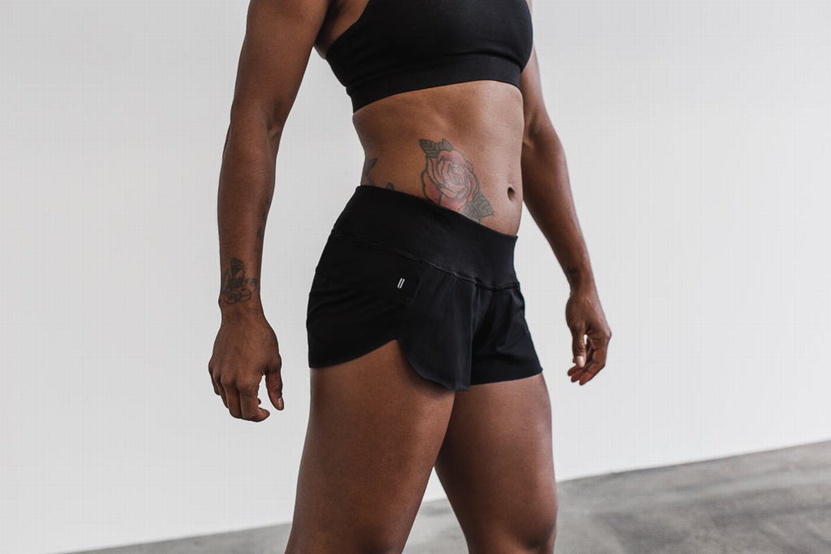 Black Women\'s Nobull Pace Shorts | USA729104