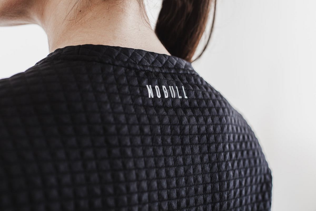 Black Women's Nobull Quilted Crew Pullover | USA529038