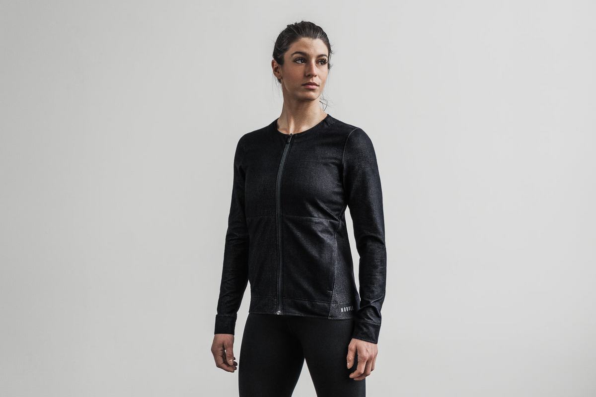 Black Women's Nobull Twill Zip-up Jackets | USA539812